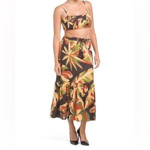 House of Harlow 1960 Linen Blend Crop Tank Maxi Skirt Set